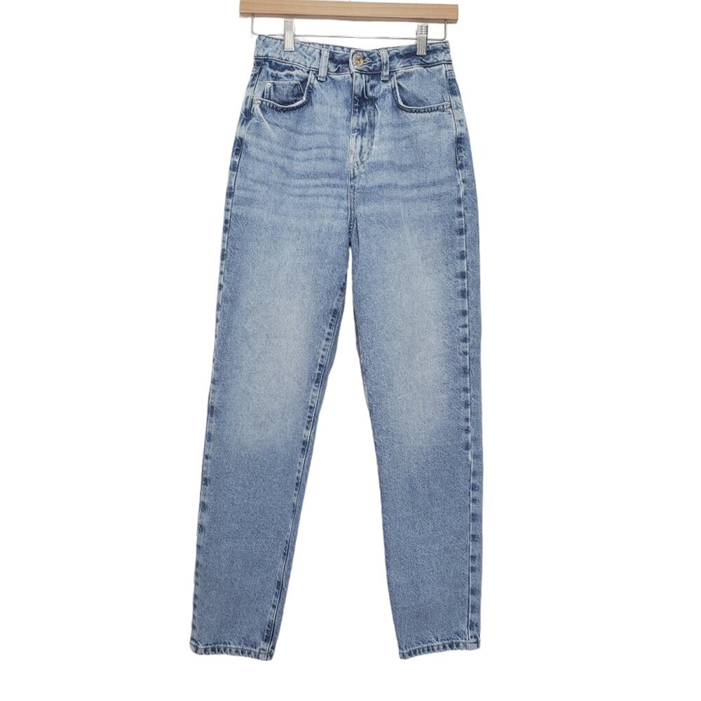 Zara | High Waist Mom Jeans Fade Wash Blue